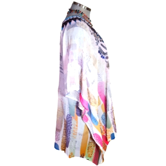 COLORFUL ☆ RHINESTONE ACCENTED ☆ CAFTAN TOP/POOL COVER-UP ☆ NWT - Picture 10 of 15